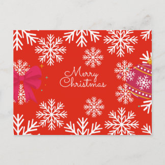 Merry Christmas Festive Snowflakes and Ornaments  Postkarte