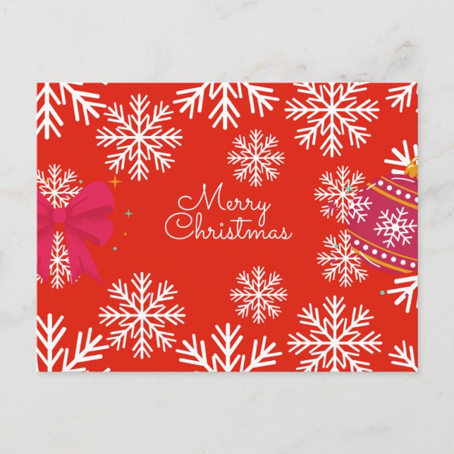 Merry Christmas Festive Snowflakes and Ornaments  Postkarte (Vorderseite)