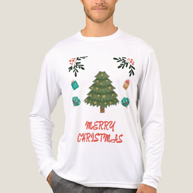 Merry Christmas – Festive Tree & Holiday Ornaments Tri-Blend Shirt (Vorderseite)