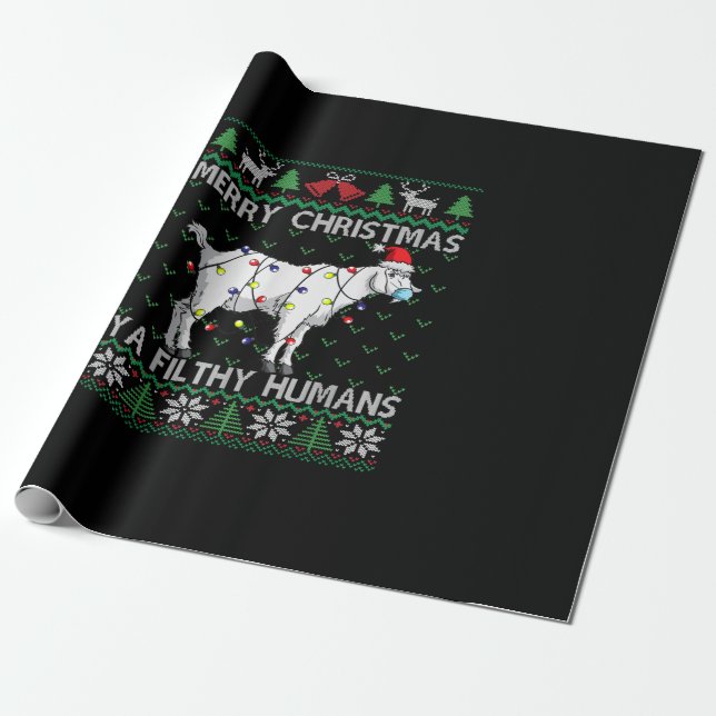 Merry Christmas Filthy Humans Goat Ugly Christmas Geschenkpapier (Ungerollt)
