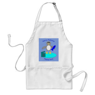 Merry Christmas Fishing Penguin Cooking Apron Schürze
