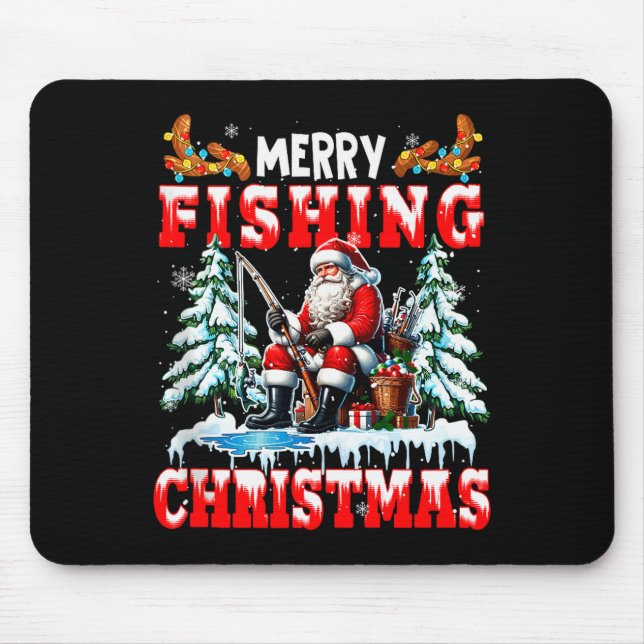 Merry Christmas Fishing Santa Colorful Costume Srt Mousepad (Vorne)