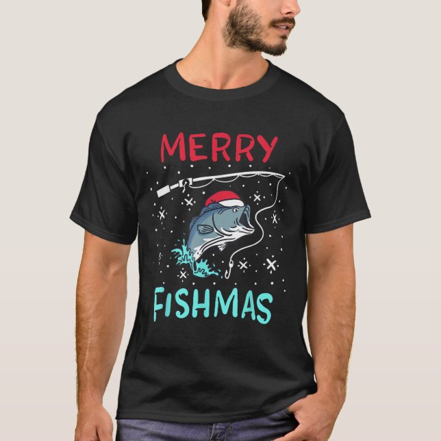 Merry Christmas Fishmas Funny Fishing Fish Gift Pr T-Shirt (Vorderseite)