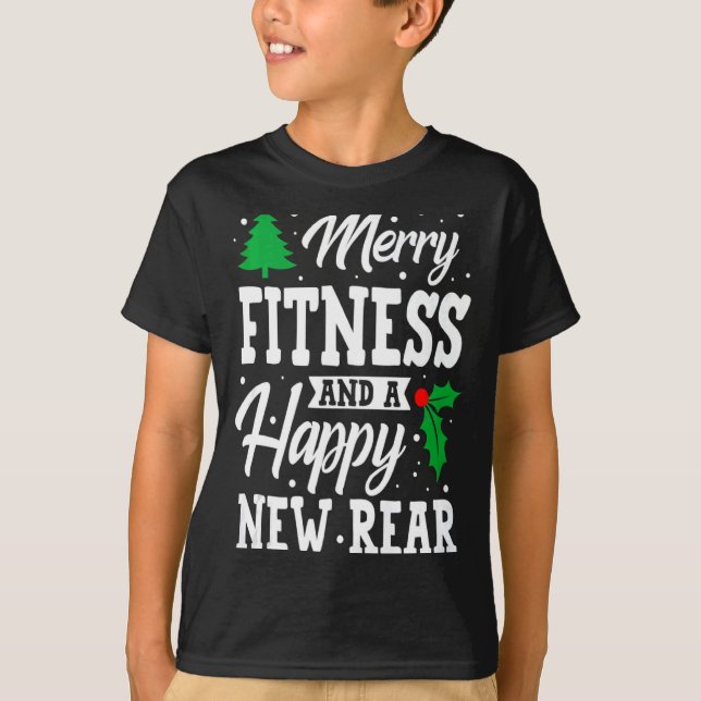 Merry Christmas Fitness Happy New Rear Workout Xma T-Shirt (Vorderseite)