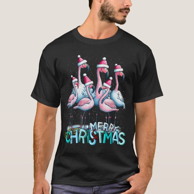 Merry Christmas Flamingo Squad Trocal Style  T-Shirt (Vorderseite)