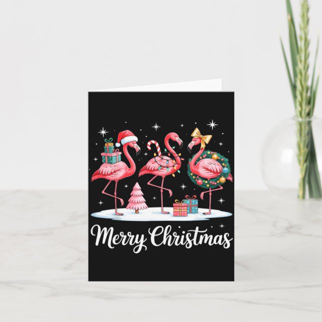 Merry Christmas Flamingo Women Girls Kids Xmas Fla Karte (Vorderseite)