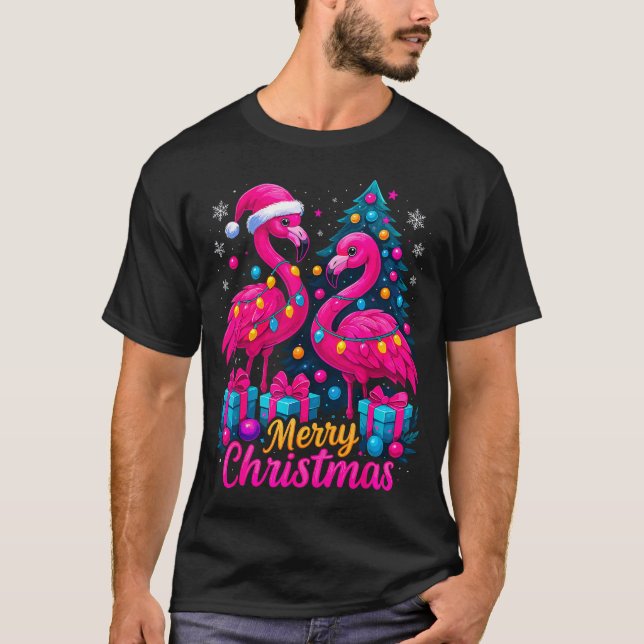 Merry Christmas Flamingo Xmas  T-Shirt (Vorderseite)