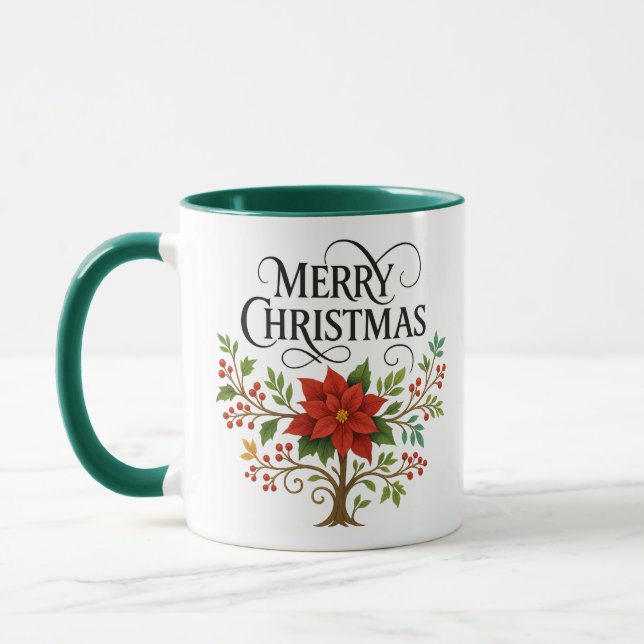 Merry Christmas Floral Mug |Festive Holiday Coffee Tasse (Links)