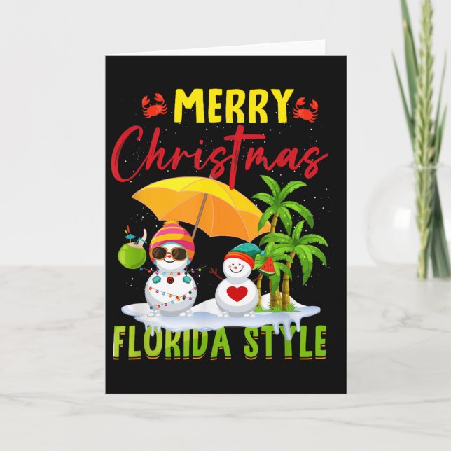 Merry Christmas Florida Style Snowman Summer Vacat Karte (Vorderseite)