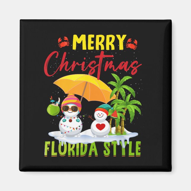 Merry Christmas Florida Style Snowman Summer Vacat Magnet (Vorne)