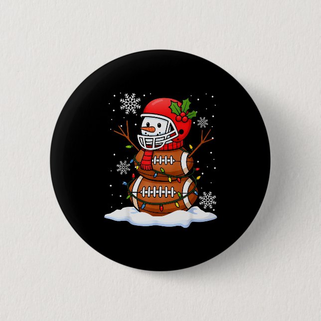 Merry Christmas Football Snowman Holiday Srts Xmas Button (Vorderseite)