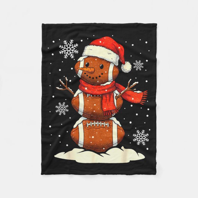 Merry Christmas Football Snowman Holiday Srts Xmas Fleecedecke (Vorderseite)