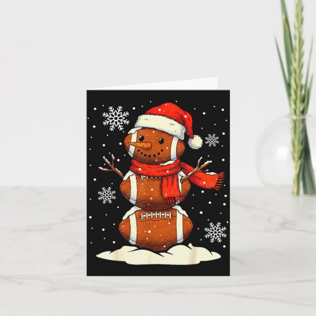 Merry Christmas Football Snowman Holiday Srts Xmas Karte (Vorderseite)