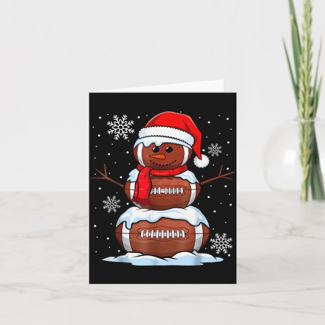 Merry Christmas Football Snowman Holiday Srts Xmas Karte (Vorderseite)