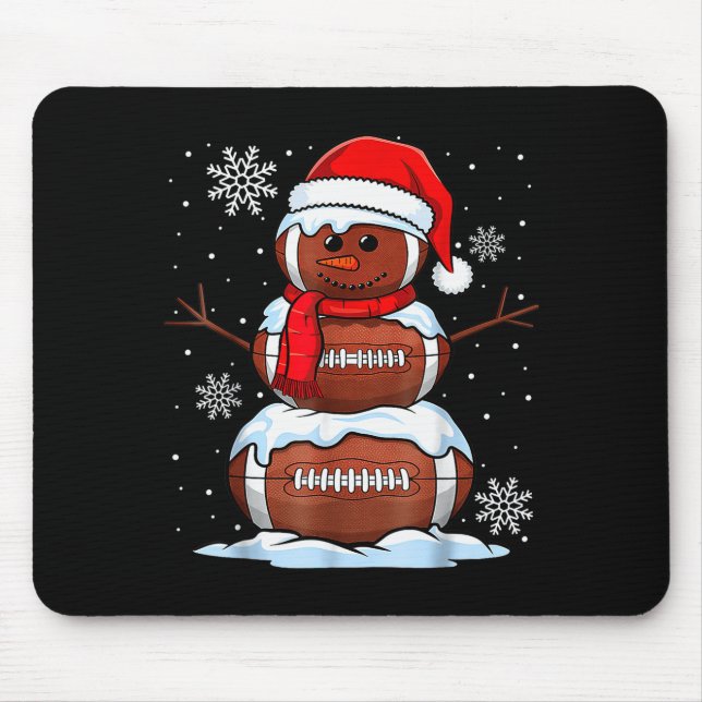 Merry Christmas Football Snowman Holiday Srts Xmas Mousepad (Vorne)