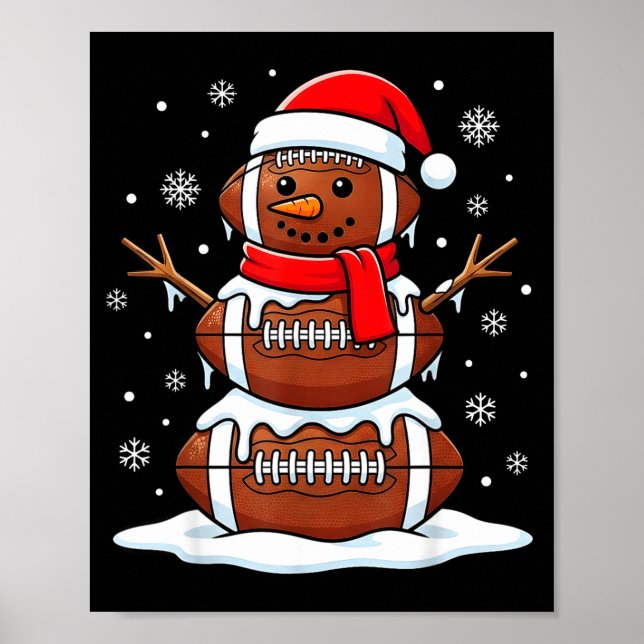 Merry Christmas Football Snowman Holiday Srts Xmas Poster (Vorne)