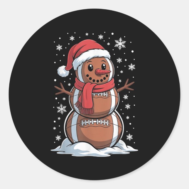 Merry Christmas Football Snowman Holiday Srts Xmas Runder Aufkleber (Vorderseite)