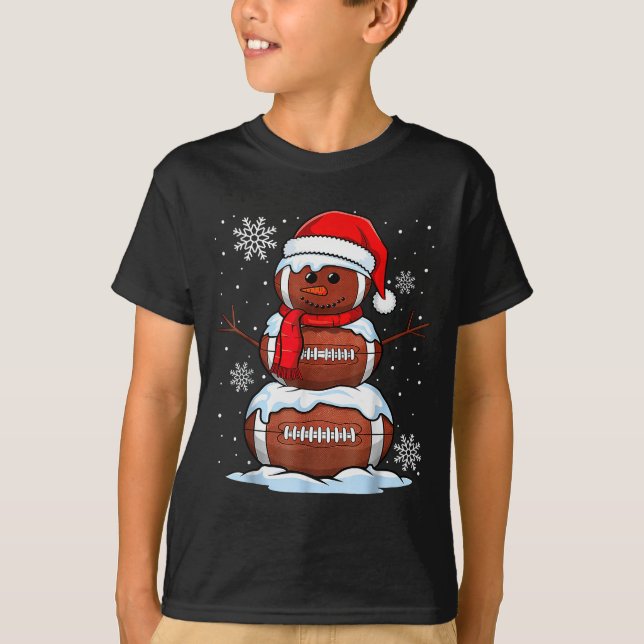 Merry Christmas Football Snowman Holiday Srts Xmas T-Shirt (Vorderseite)