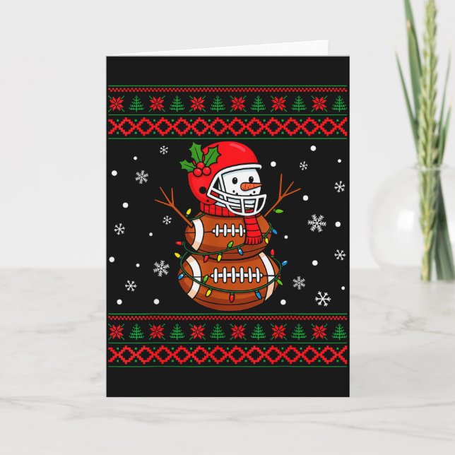 Merry Christmas Football Snowman Holiday Ugly Xmas Karte (Vorderseite)