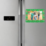 Merry Christmas Football With Snack Food Pattern Magnetischer Bilderrahmen<br><div class="desc">A stylish,  one-of-a-kind Christmas football pattern with a football wearing a Santa hat and seated in a white wreath surrounded by popular football snacks. "Merry Christmas" candy cane stripe words,  football winter cleats,  and Candy Cane with football motif is perfect as a magnetic frame!</div>