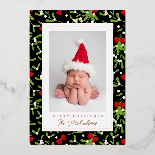 MERRY CHRISTMAS | Foto hinzufügen Folien Feiertagskarte (Vorderseite)