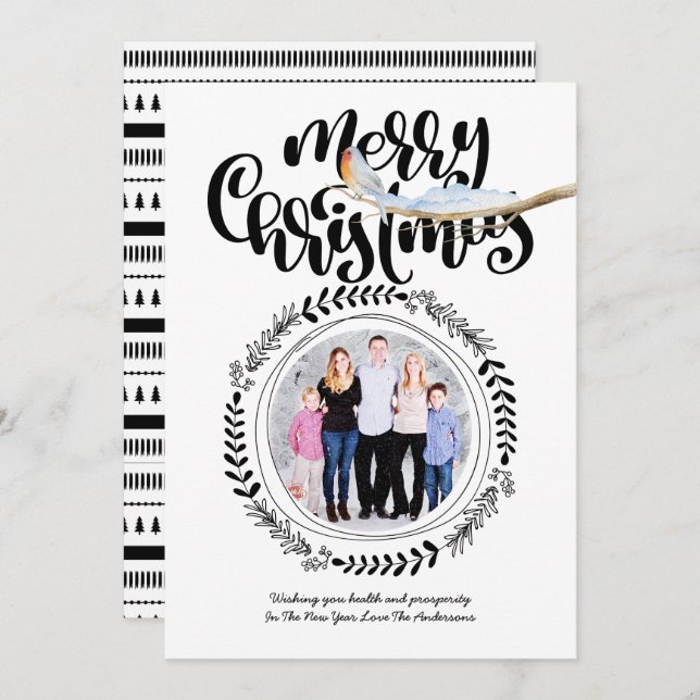 MERRY CHRISTMAS FOTO Modernes Festivals Einladung (Vorne/Hinten)