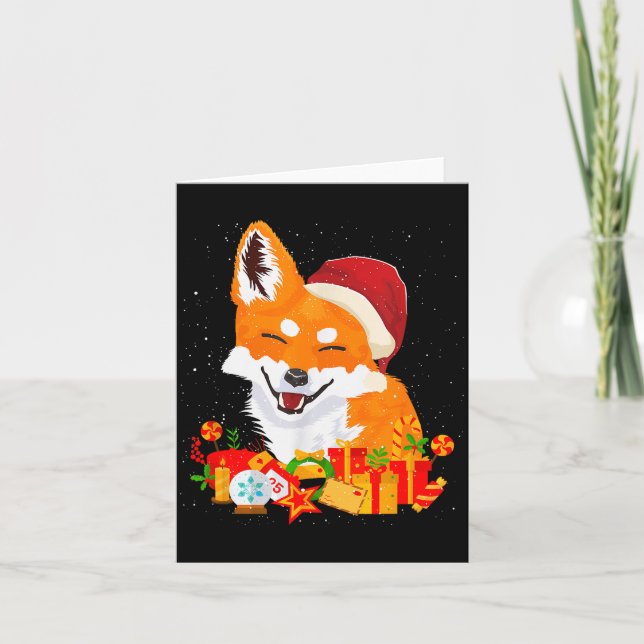 Merry Christmas Fox Foxes Ugly X-mas Sweater Santa Karte (Vorderseite)