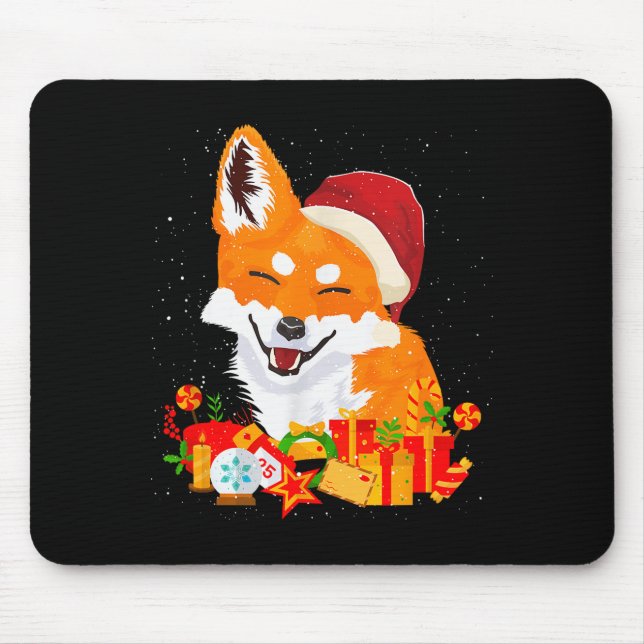 Merry Christmas Fox Foxes Ugly X-mas Sweater Santa Mousepad (Vorne)