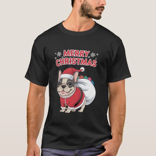 Merry Christmas French Bulldog  T-Shirt (Vorderseite)