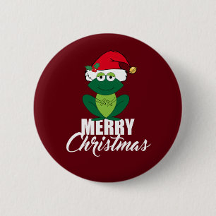 Merry Christmas Frog Button