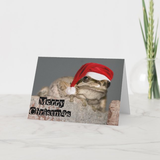 Merry Christmas Frog Feiertagskarte (Vorderseite)