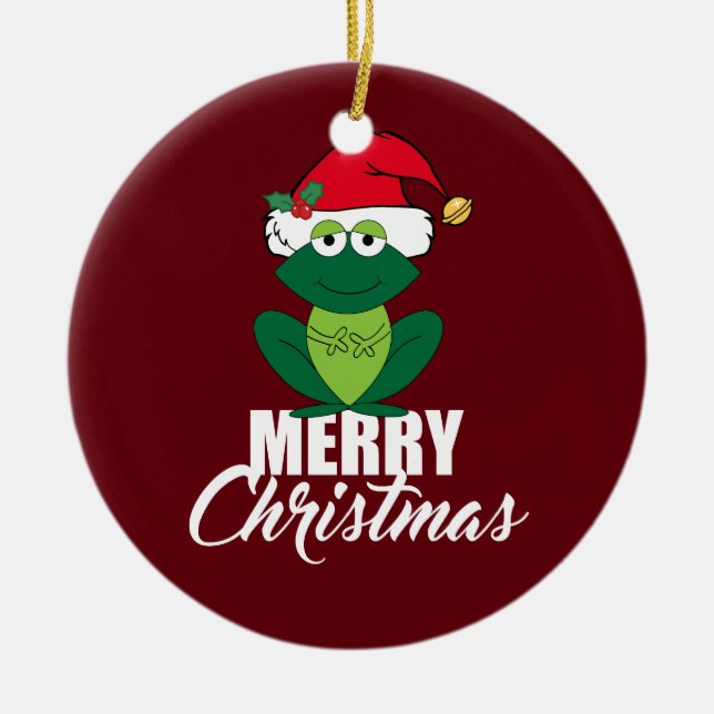 Merry Christmas Frog Keramik Ornament (Vorne)