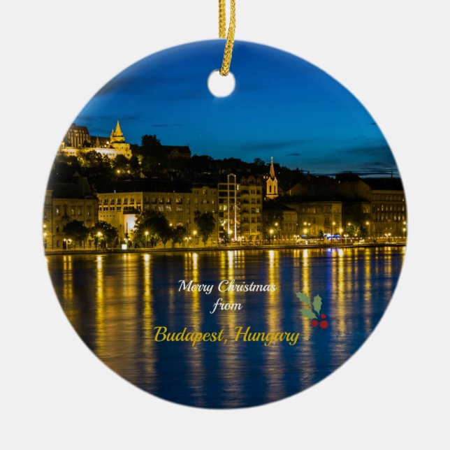 Merry Christmas from Budapest, Hungary, Keramik Ornament (Vorne)