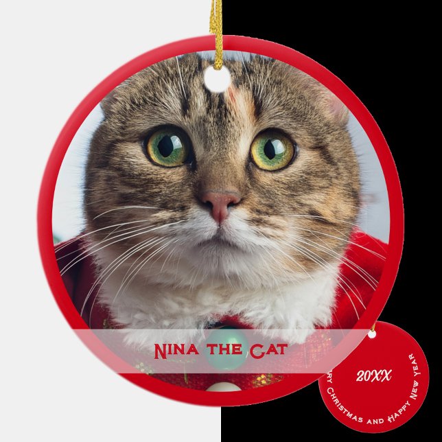 Merry Christmas from Family Cat Keramik Ornament (Von Creator hochgeladen)