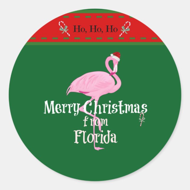 Merry Christmas from Florida Runder Aufkleber (Vorderseite)