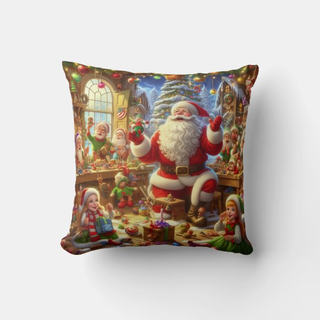 Merry Christmas From Santa and His Elves  Kissen (Vorderseite)