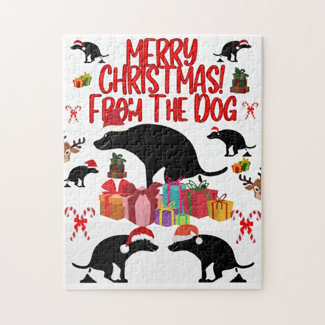 Merry Christmas from the Pooping Dog - Funny Holid Puzzle (Vertikal)