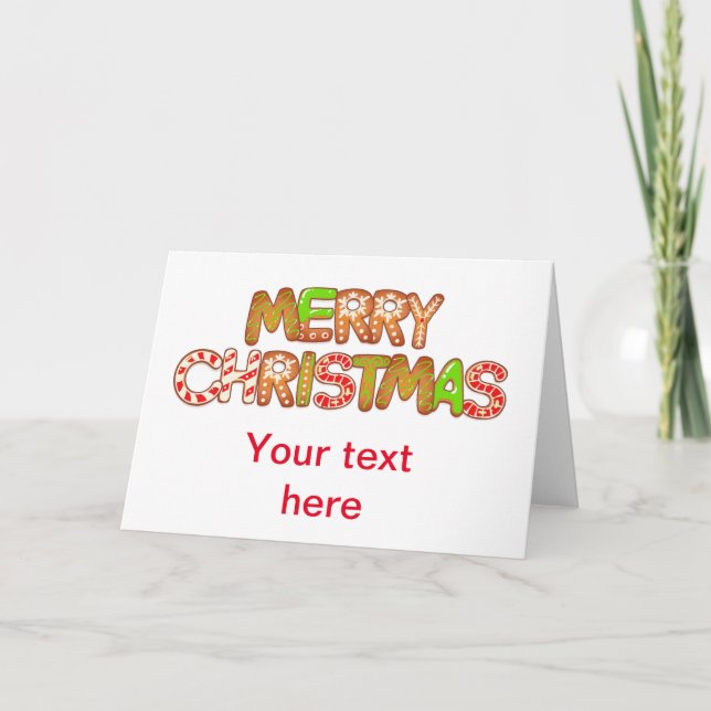 Merry Christmas Fun Text Wörter Custom Text Karte (Vorderseite)