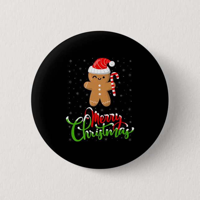 Merry Christmas Funny Gingerbread Cookie Baking Ch Button (Vorderseite)
