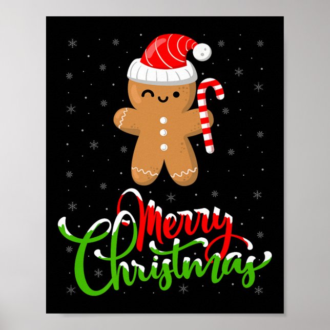 Merry Christmas Funny Gingerbread Cookie Baking Ch Poster (Vorne)