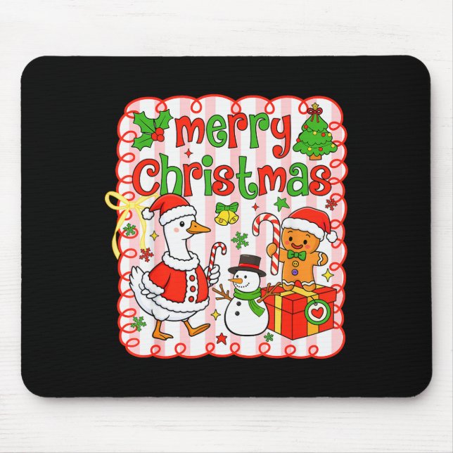 Merry Christmas Funny Merry Goosemas Christmas Sil Mousepad (Vorne)