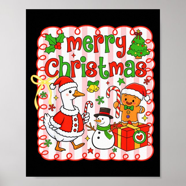 Merry Christmas Funny Merry Goosemas Christmas Sil Poster (Vorne)