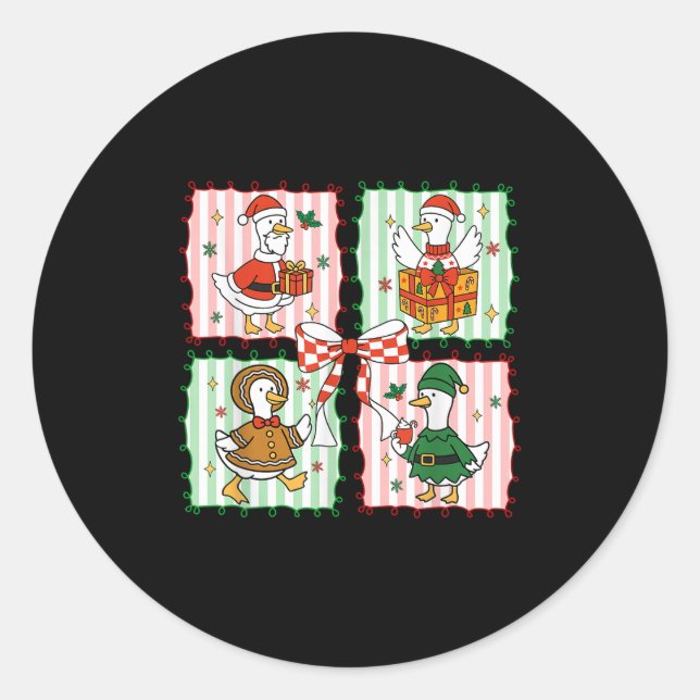 Merry Christmas Funny Merry Goosemas Christmas Sil Runder Aufkleber (Vorderseite)