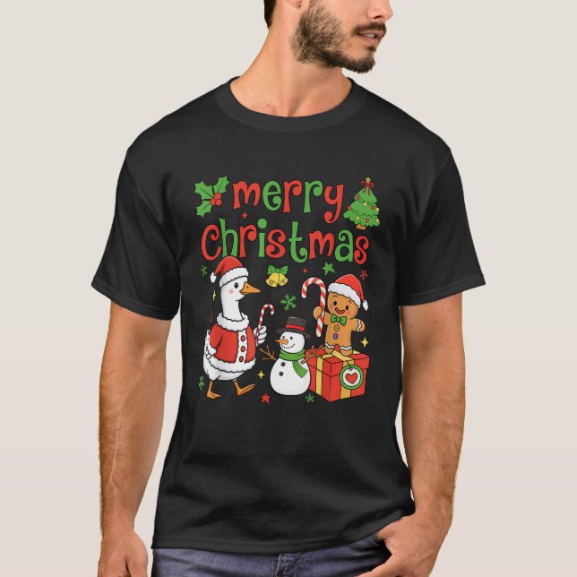 Merry Christmas Funny Merry Goosemas Christmas Sil T-Shirt (Vorderseite)