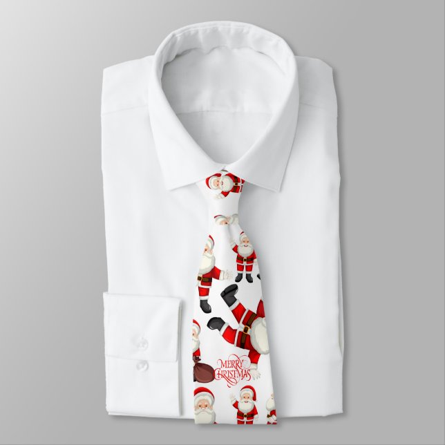 "Merry Christmas" Funny Santa Art Pattern Tie Krawatte (Gebunden)