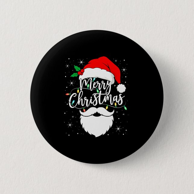 Merry Christmas Funny Santa Claus Hat And Beard Xm Button (Vorderseite)