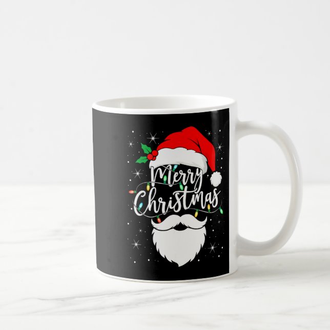 Merry Christmas Funny Santa Claus Hat And Beard Xm Kaffeetasse (Rechts)