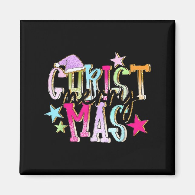 Merry Christmas Funny Santa Squad Pajamas Xmas Hol Magnet (Vorne)