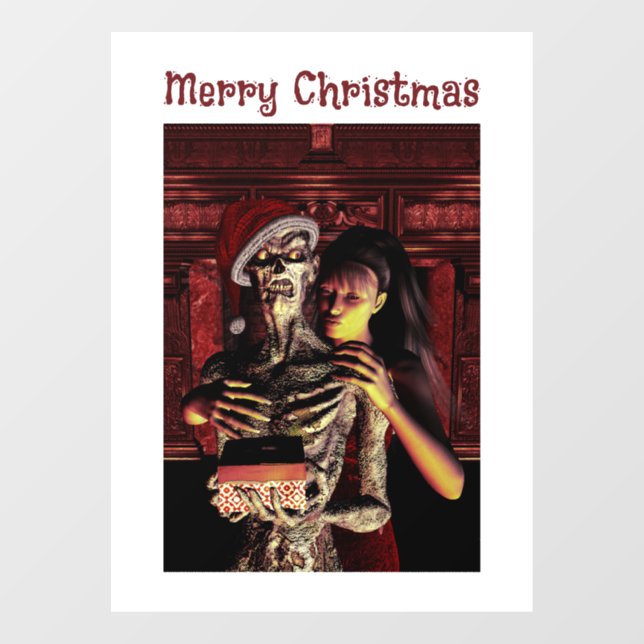 Merry Christmas. Funny skeleton Window Cling Fensteraufkleber (Blatt)