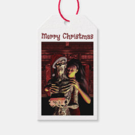Merry Christmas. Funny skeleton with woman Geschenkanhänger